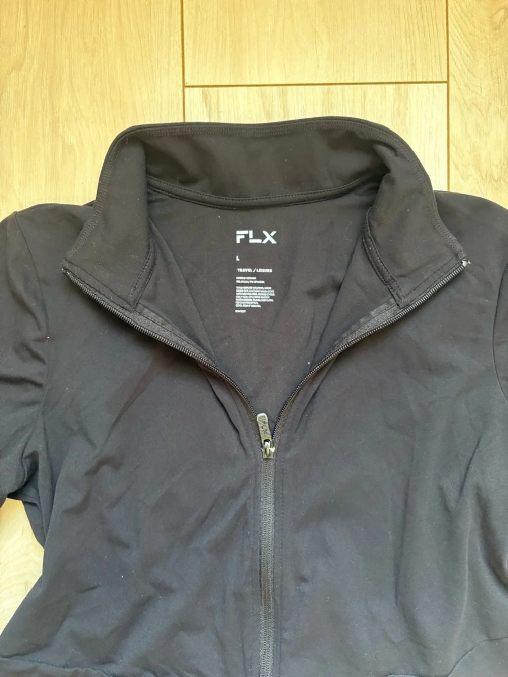 FLX Black Zip Up Jacket Women’s Large Athletic Workout Gym Lightweight - Picture 3 of 4